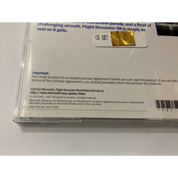 Microsoft Flight Simulator 98 (PC, 1997) CD & Case NEAR MINT NM Actual Photos - Picture 3 of 12